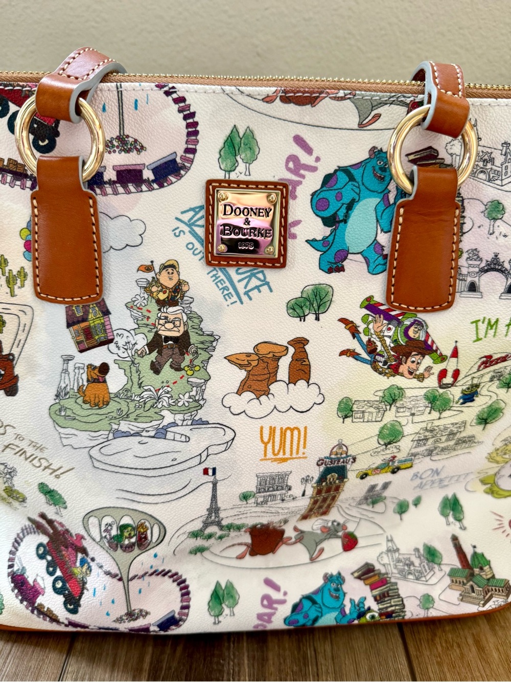 Disney Pixar Maps Dooney & Bourke Tote | EUC | Zip Closure | Blue Lining - Picture 5 of 14